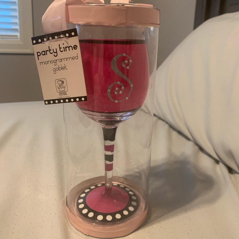 Party Time Monogrammed ‘S’ Goblet - Glass